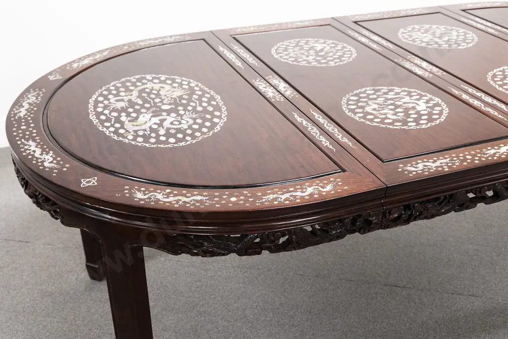 Chinese Rosewood Dining Room Table and Eight Chairs Image 1++