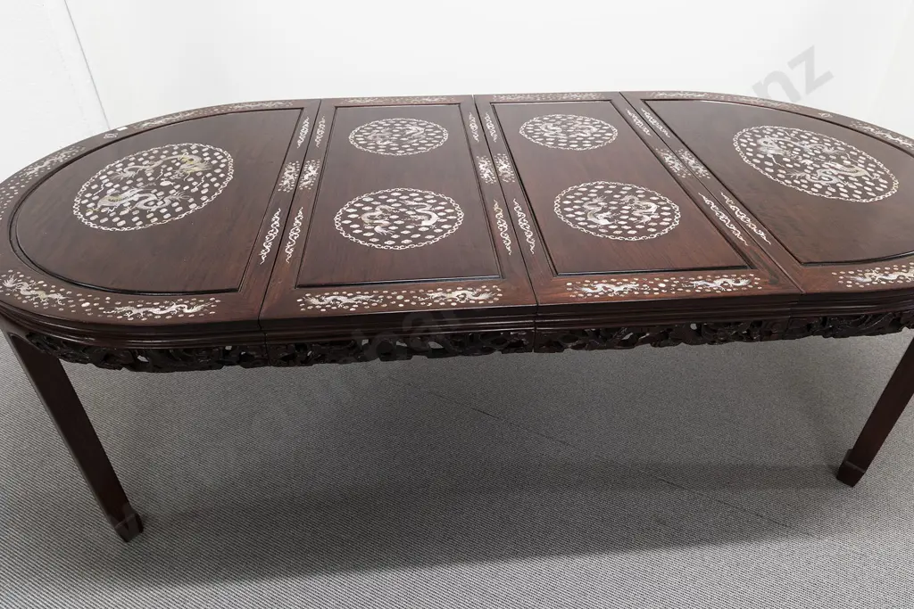Chinese Rosewood Dining Room Table and Eight Chairs Image 1++