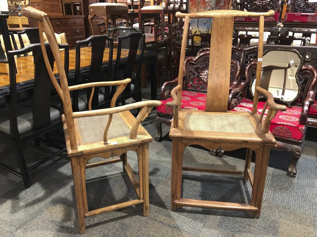 Pair of Chinese Elm Armchairs Image 1++