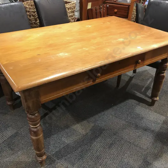 Colonial Kauri Dining Table with Single Drawer to Side