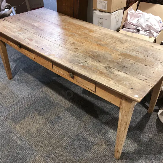 Elm Country Kitchen Dining Table with Pair of Drawers to Side