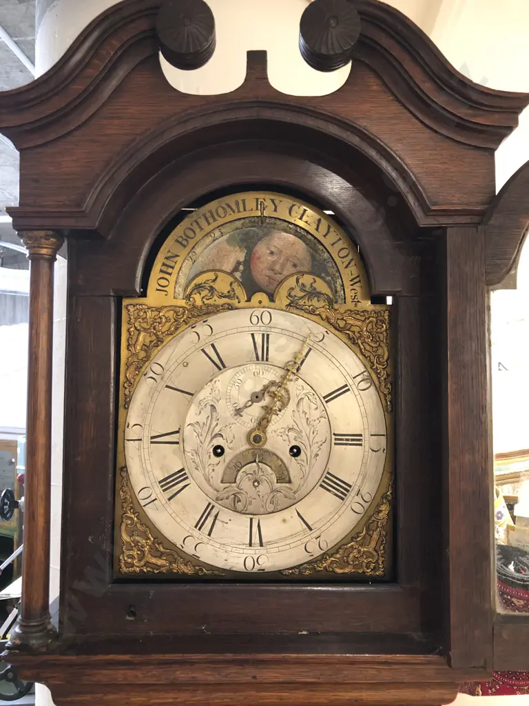 Geo III Oak Long Cased Clock By John Bothomley Clayton West Image 1++