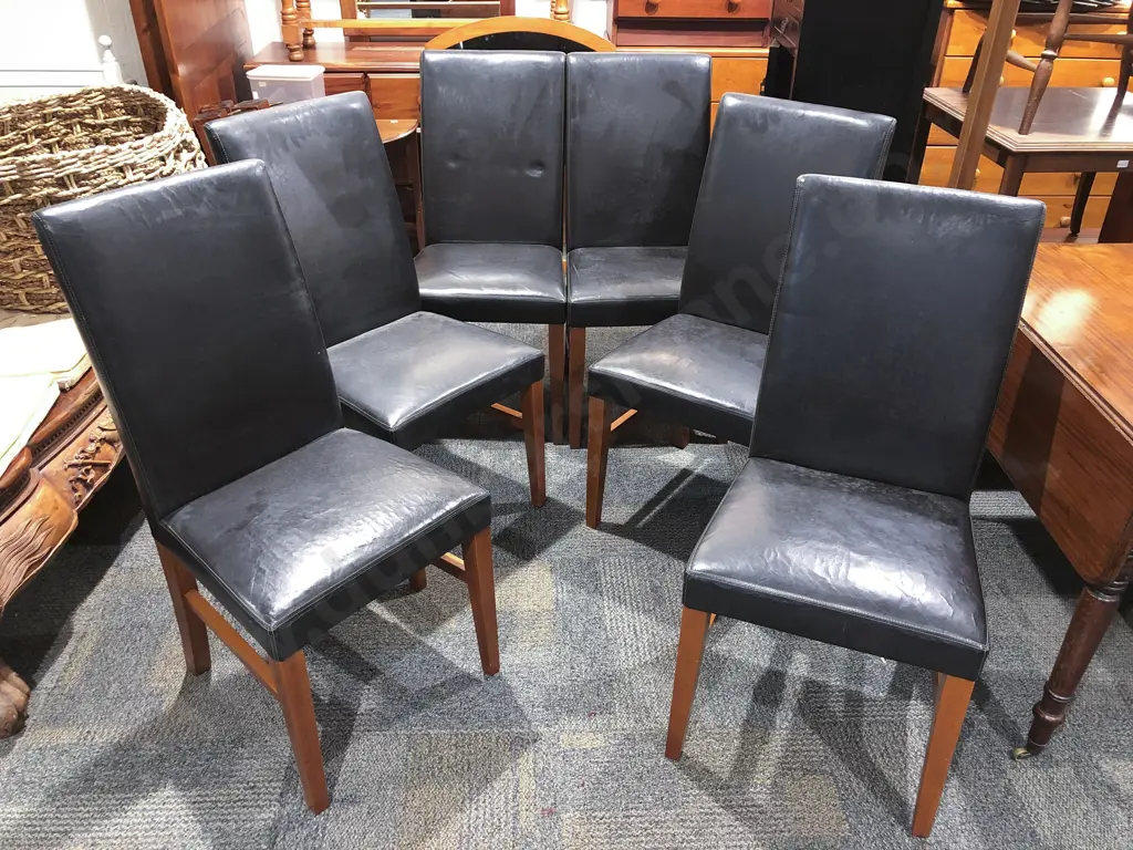 Modern Dining Table and Six Vinyl Upholstered Chairs Image 1++