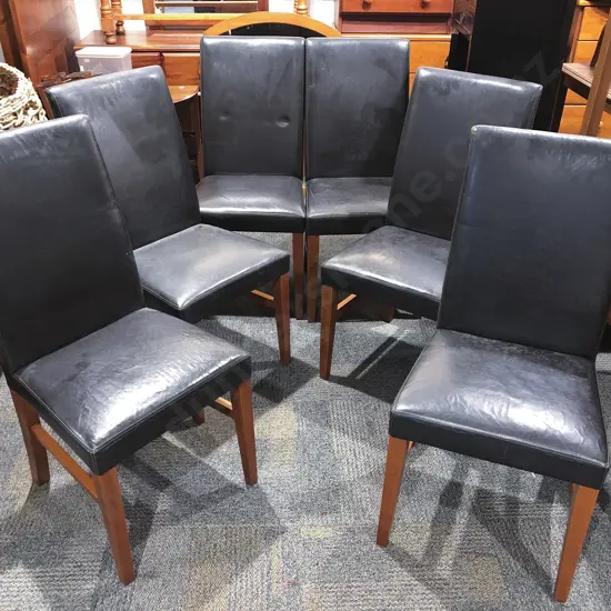 Modern Dining Table and Six Vinyl Upholstered Chairs