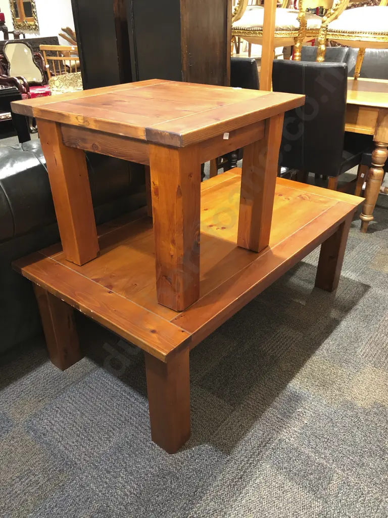 Rectangular Coffee Table with Smaller Matching Side Table Image 1++