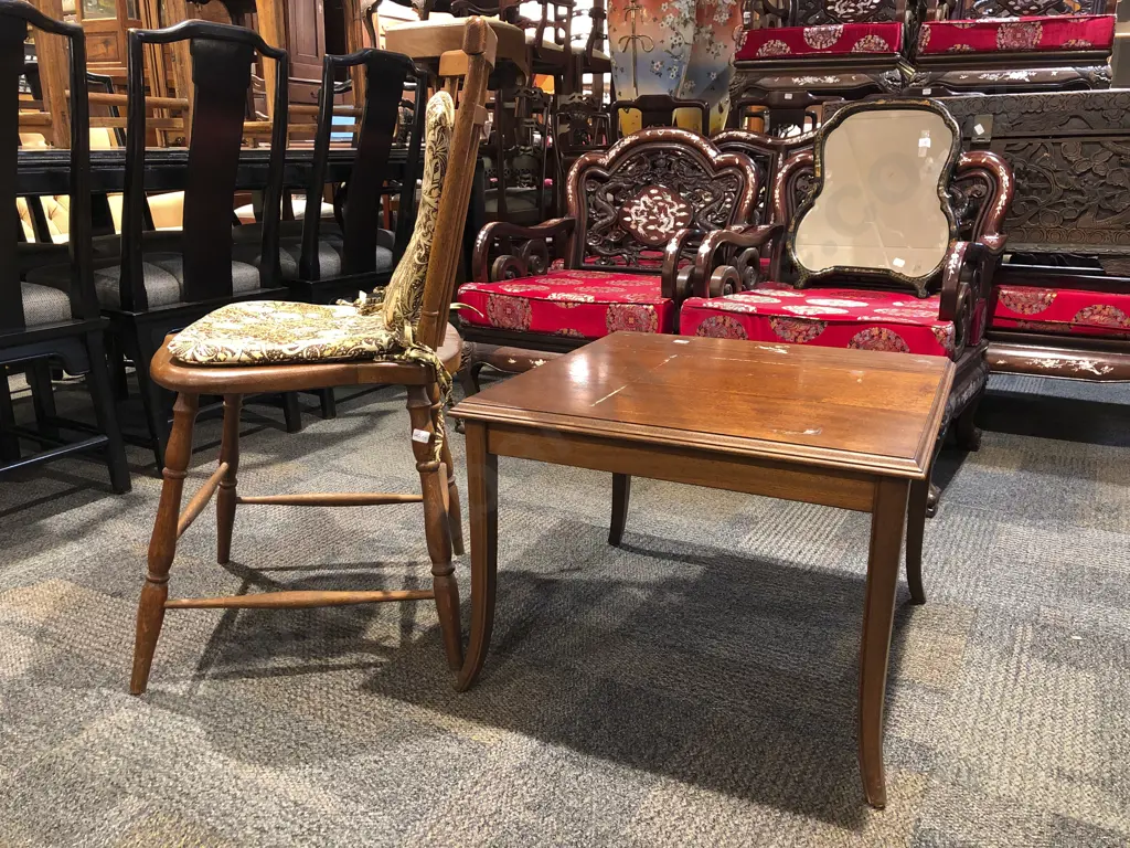 Oak Stick Back Country Dining Chair together with Mahogany Side Table Image 1++