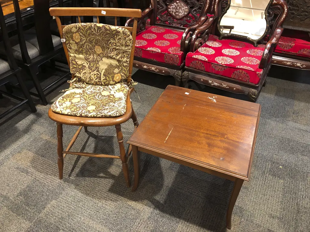 Oak Stick Back Country Dining Chair together with Mahogany Side Table Image 1++