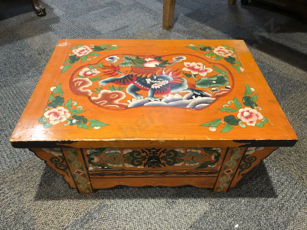Hand Painted Balinese Single Drawer Shrine Table Image 1++