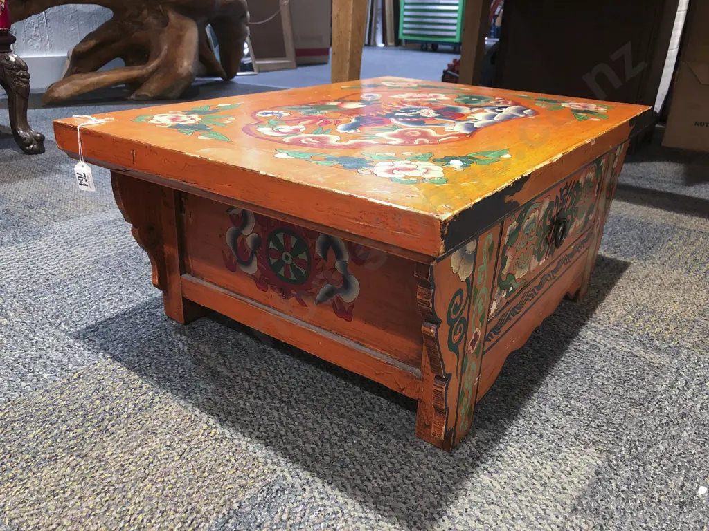 Hand Painted Balinese Single Drawer Shrine Table Image 1++