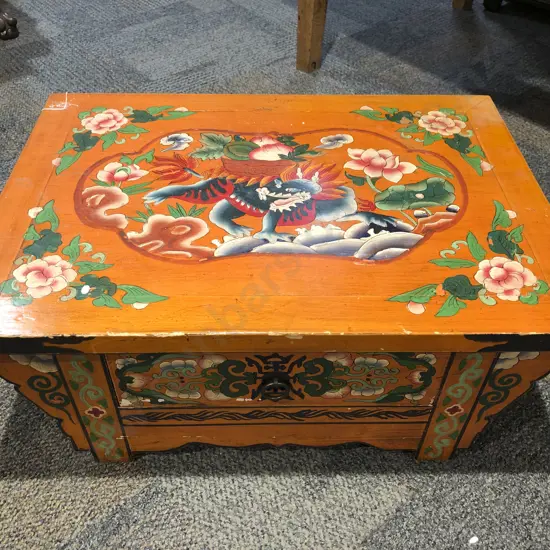 Hand Painted Balinese Single Drawer Shrine Table