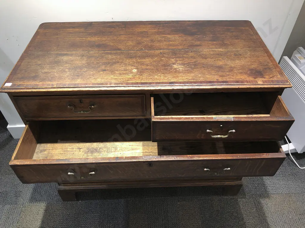 Georgian Oak Flat Front Chest of Drawers Image 1++