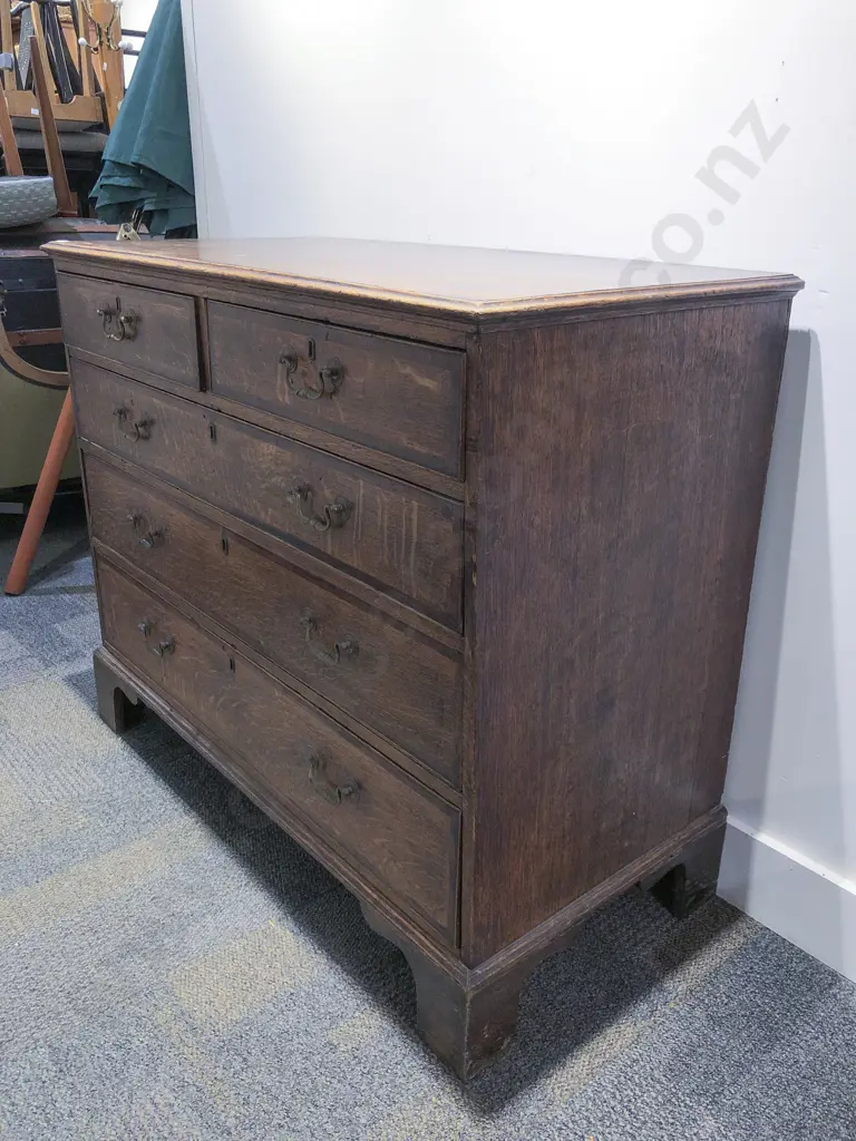 Georgian Oak Flat Front Chest of Drawers Image 1++