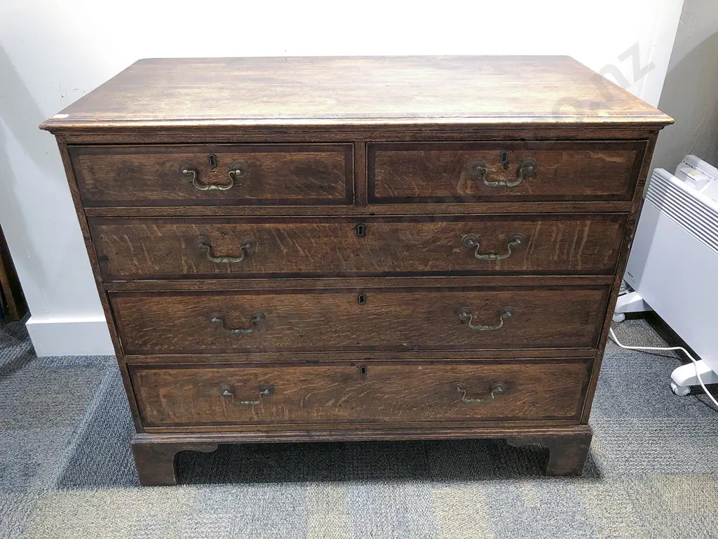 Georgian Oak Flat Front Chest of Drawers Image 1++