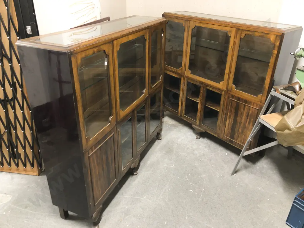 Matched Pair of Bevelled Glass China Cabinets Image 1++