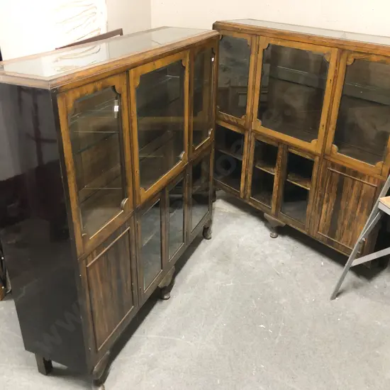 Matched Pair of Bevelled Glass China Cabinets