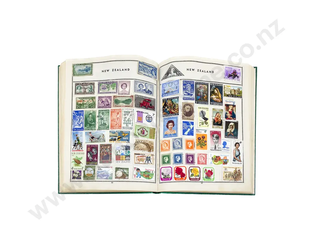 NZ and World Vintage Five (School Boy) Stamp Albums with loose and semi-sorted stamps Image 1++