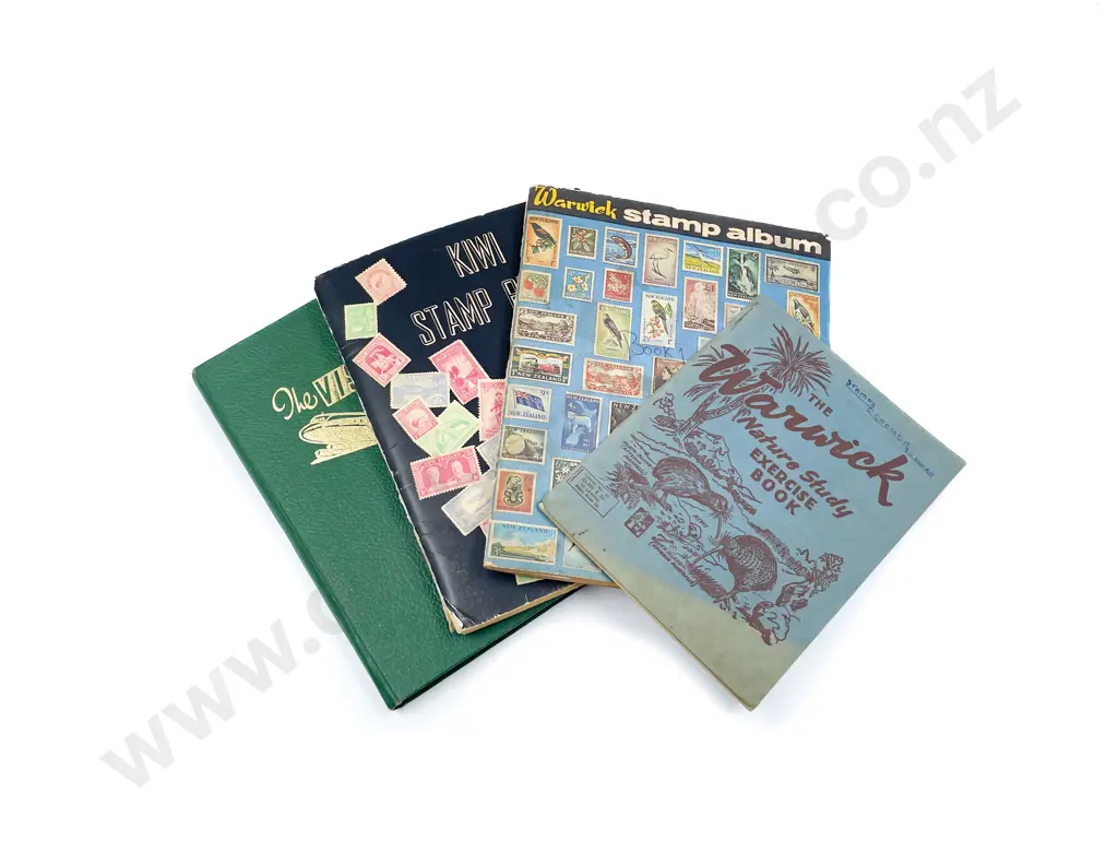 NZ and World Vintage Five (School Boy) Stamp Albums with loose and semi-sorted stamps Image 1++