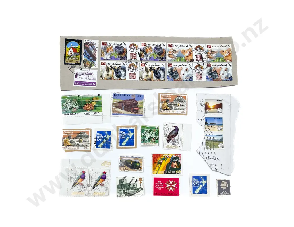 Carton Qty Mainly NZ with World Unsorted Stamps Image 1++