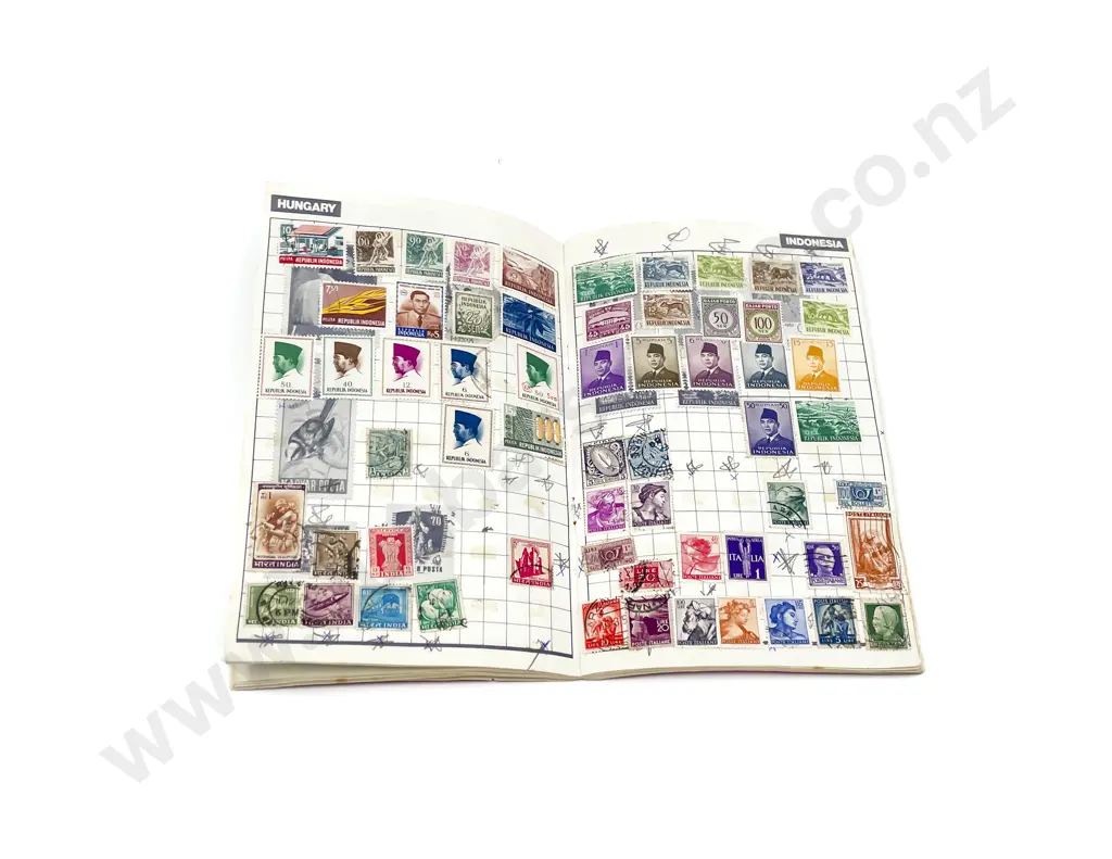 Five Vintage World Stamps Albums with Man in Flight Tokens and Various Image 1++