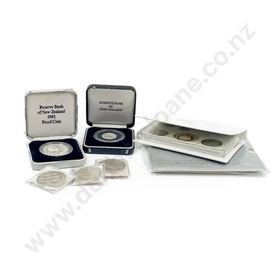 NZ 1989 Games Proof and Unc Coins Sets Unc $1 x4 and 1992 and 25Years