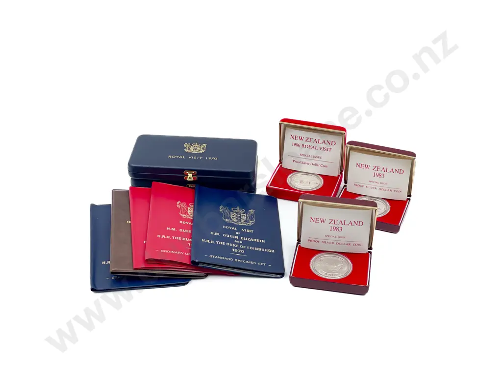 NZ Royal Visits Unc Sets 1970 x2 & $1 1981 1983 Proof $1 x2 Image 1++