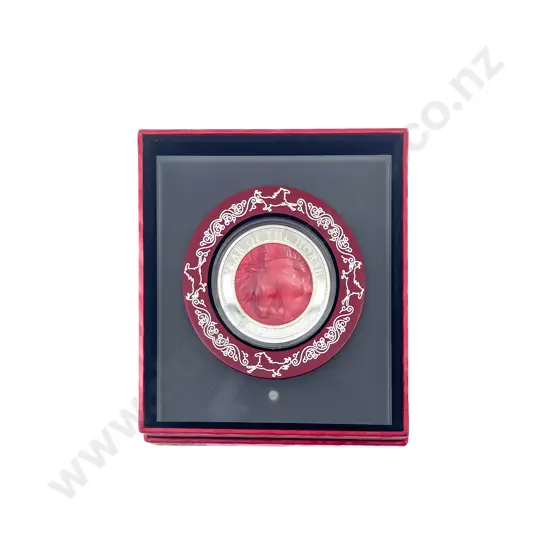 Cook Islands 2014 Lunar Year of the Horse Mother of Pearl 5oz $50 Silver Proof Coin