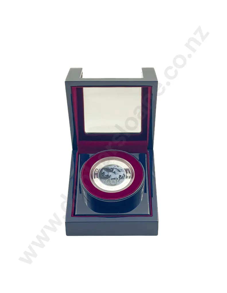 2014 Rwanda 1000 Francs Lunar series Year of The Horse Agate Horses 3oz Silver Coin Image 1++