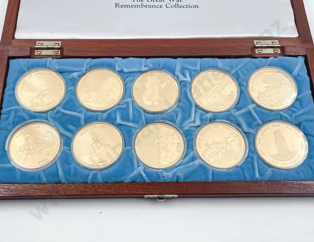 Birmingham Mint The Great War Remembrance Collection 10 Proof Silver Gilt Medals Image 1++
