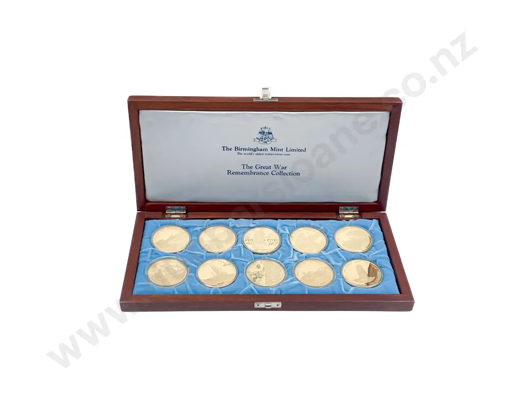 Birmingham Mint The Great War Remembrance Collection 10 Proof Silver Gilt Medals Image 1++