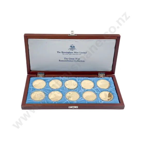 Birmingham Mint The Great War Remembrance Collection 10 Proof Silver Gilt Medals