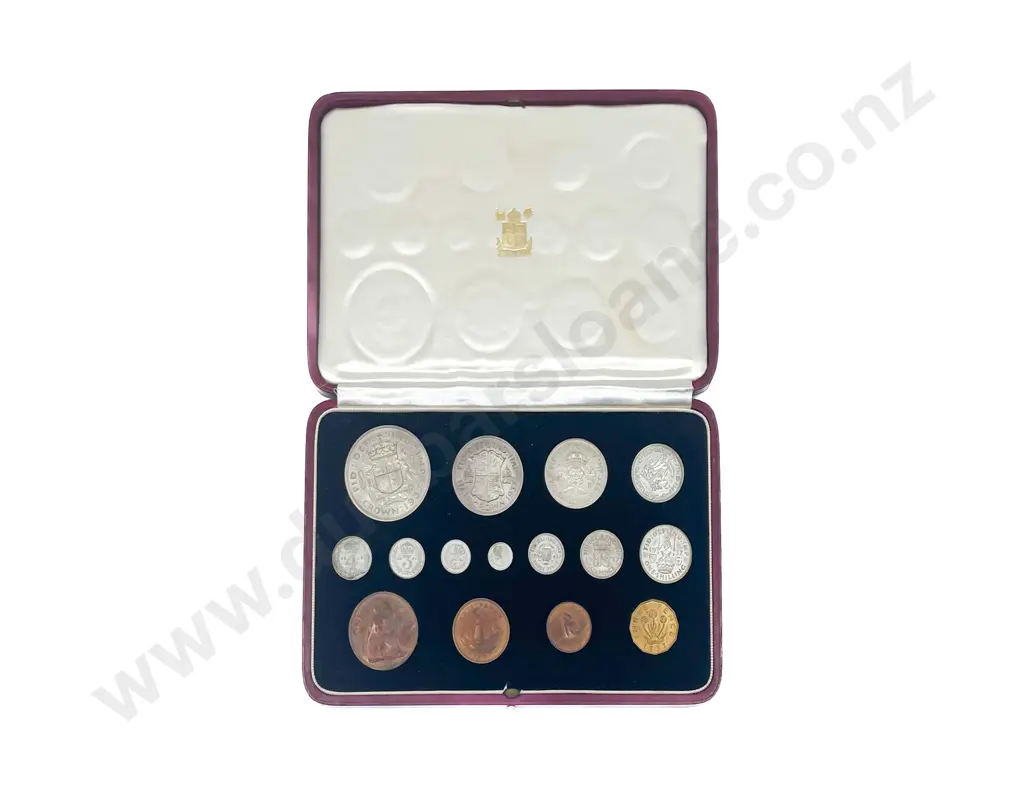 George VI 1937 Coronation 15 Coin Proof Set in Leather Case Image 1++