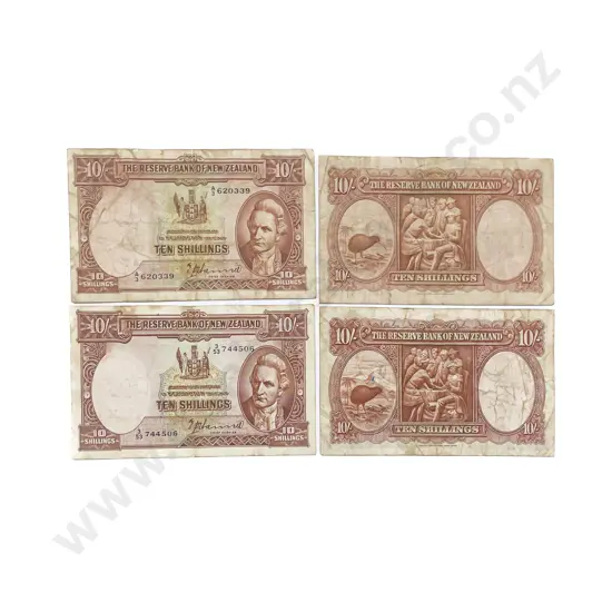 NZ Three Ten Shilling Bank Notes signed Hanna and other signed Wilson