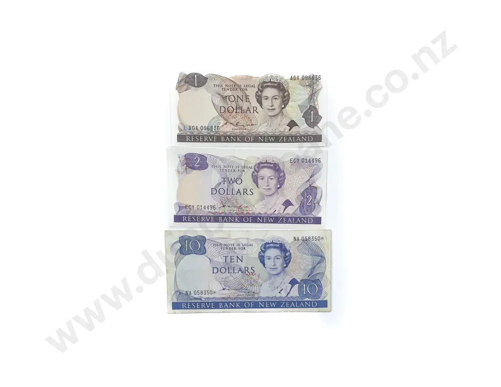 NZ 4-$10 6-$2 12-$1 Bank Notes signed Hardie Brash and Russell Image 1++