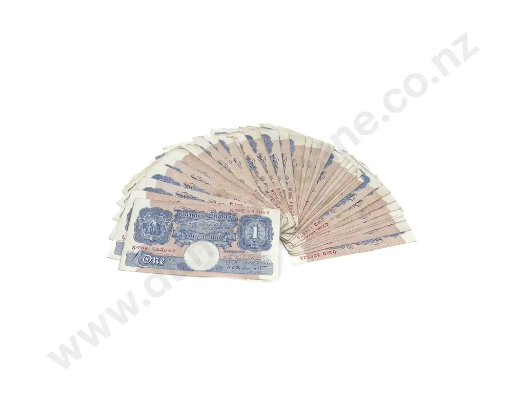 UK 1940- 1948 50 One Pound Emergency Wartime Issue Bank Notes Image 1++