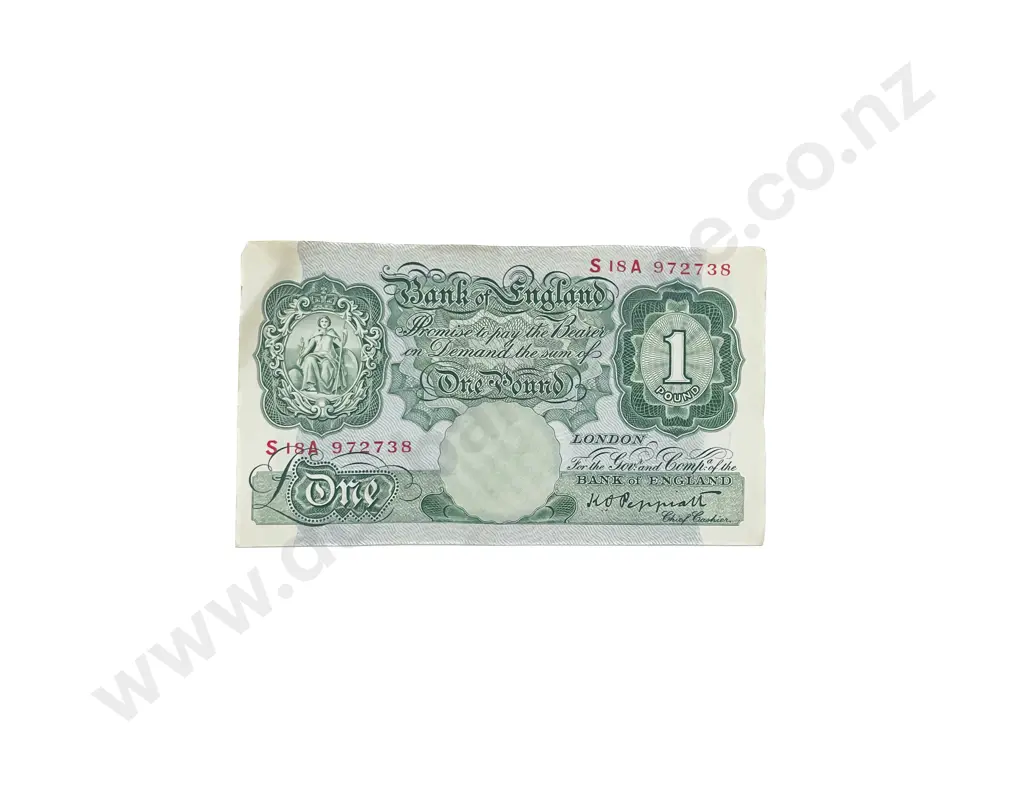 UK 11 Green One Pound Emergency Wartime Issue Bank Notes Image 1++