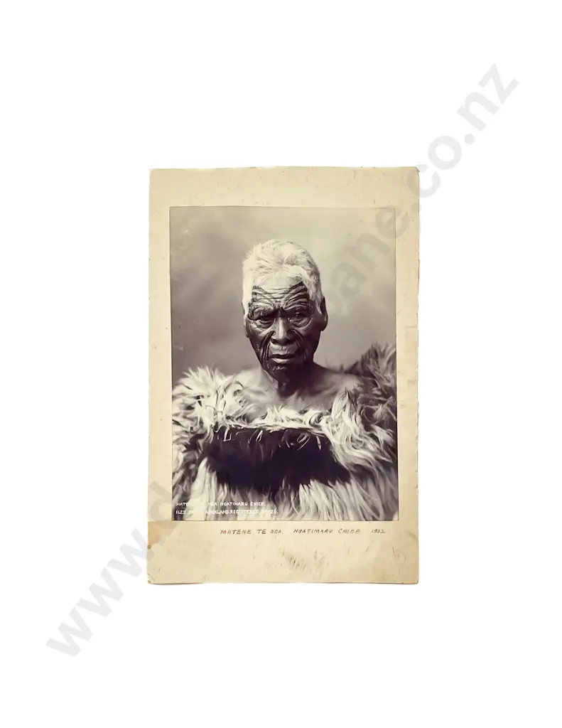 C880 Photograph on Board of Matene Te Nga Ngatimaru Chief Image 1++