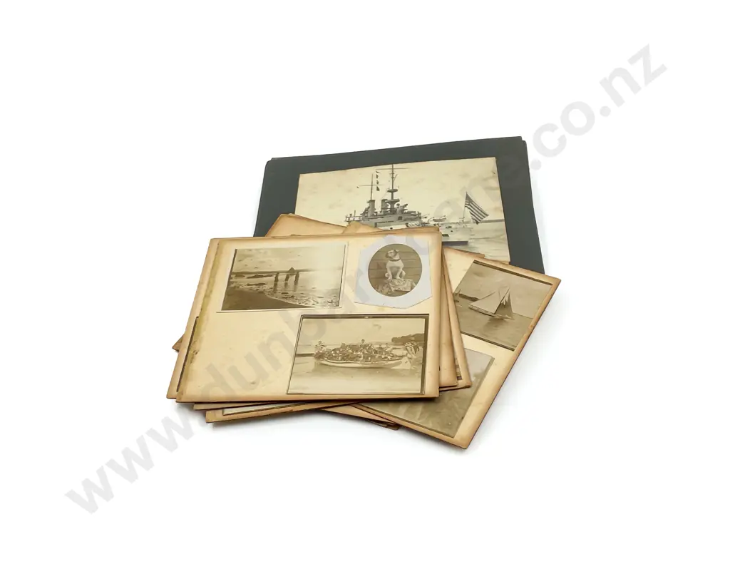 Early C20th Loose Photograph Album Pages Mounted with Snapshot Photography Image 1++