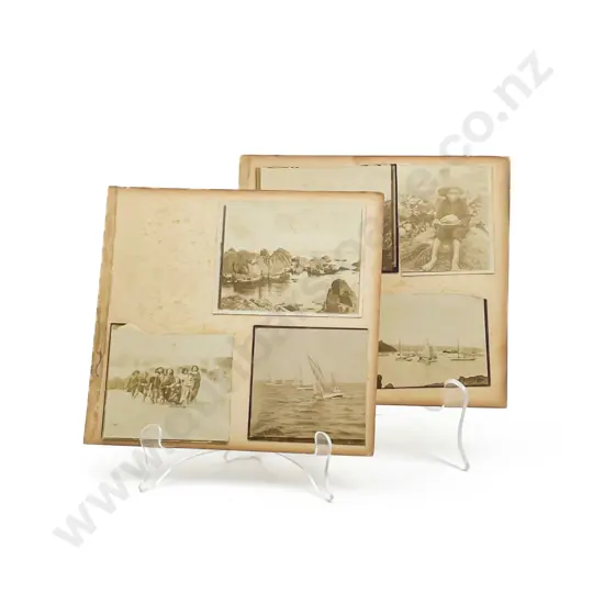 Early C20th Loose Photograph Album Pages Mounted with Snapshot Photography