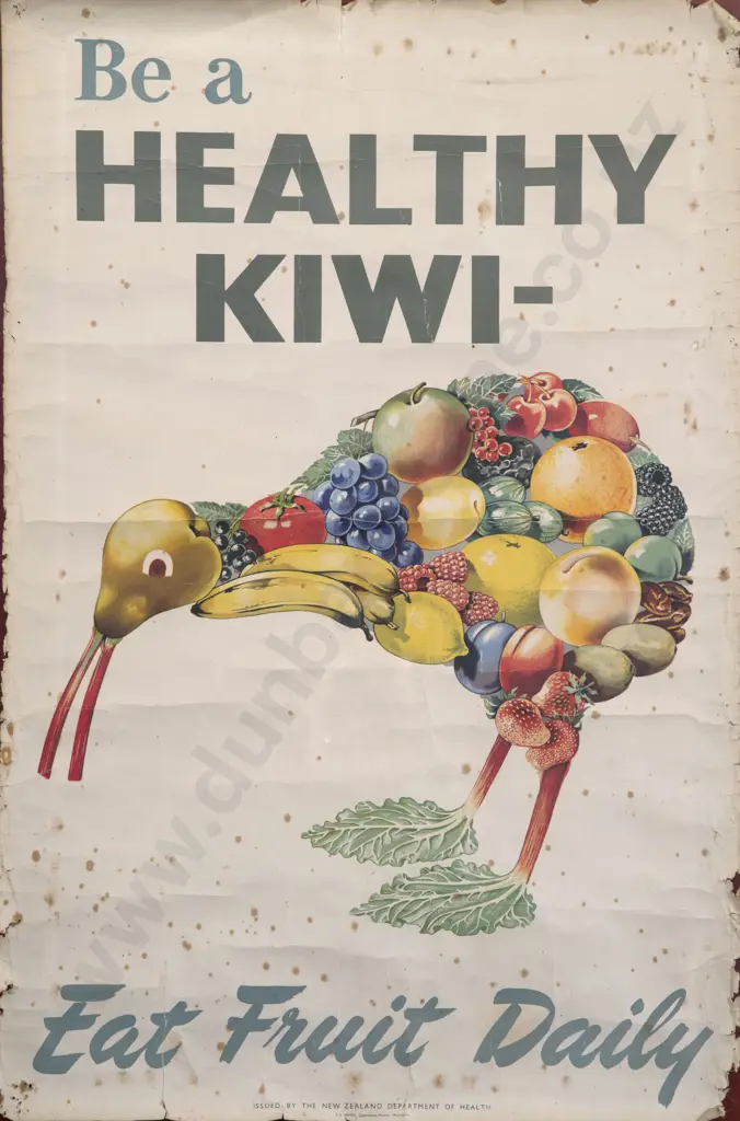 Vintage Framed Poster - Be A Healthy Kiwi (a/f) Image 1++