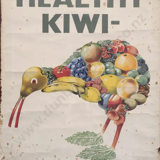 Vintage Framed Poster - Be A Healthy Kiwi (a/f)