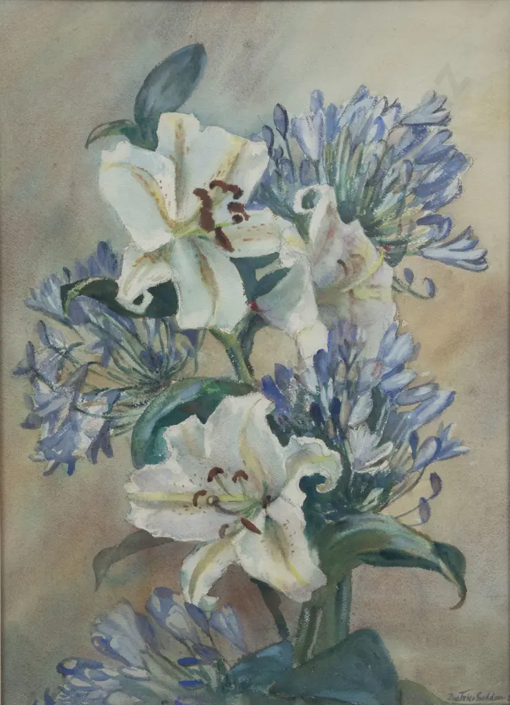 Beatrice Seddon (1889-1987) - Lillies & Agapanthus Image 1++