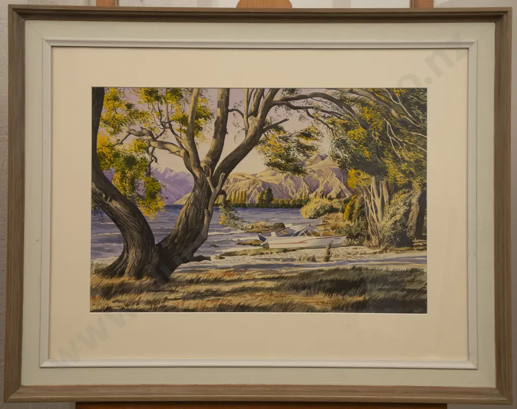 Allan Mitchell (1927 - 2015) - Lake Scene With Speedboats Image 1++