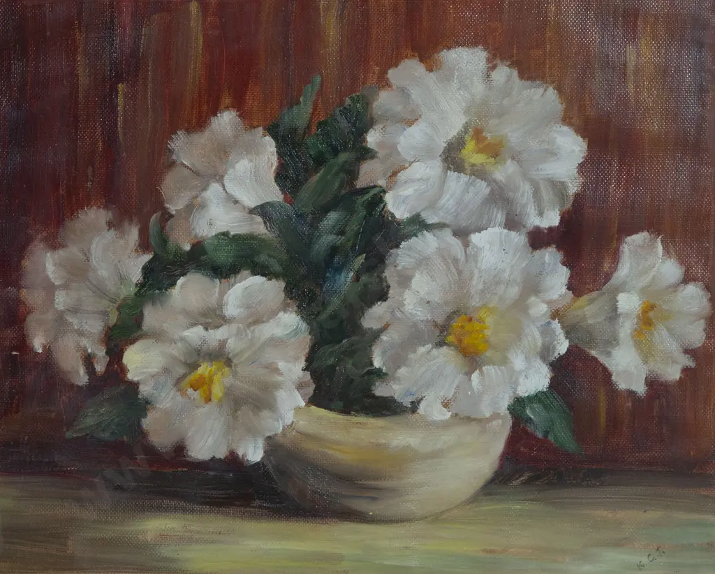 Unknown Artist - Still Life with White Camellias Image 1++