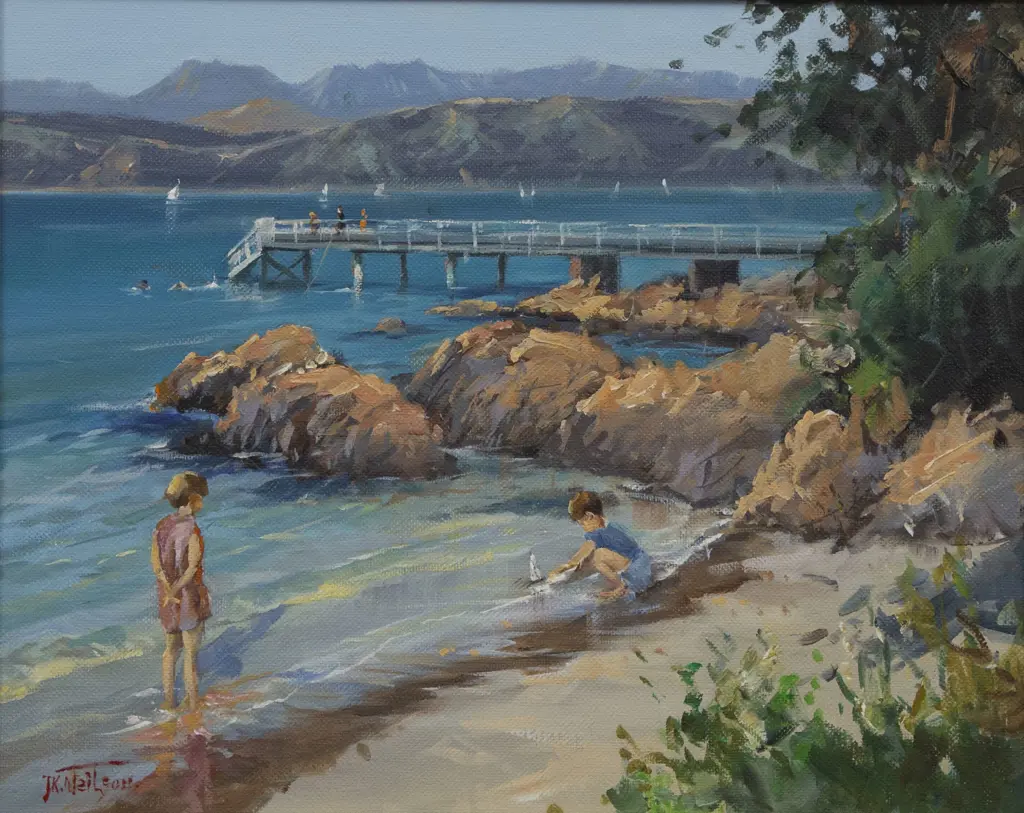 Don Neilson (1924 - 2003) - Wharf Worser Bay Image 1++