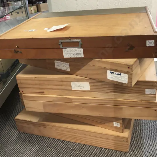Six Wooden Art/Photograph Storage Boxes