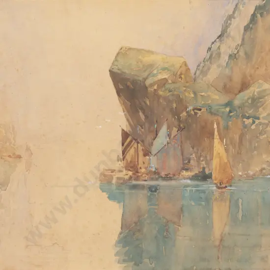 Harry Rountree (1878 - 1950) - Rocky Coast with Boats