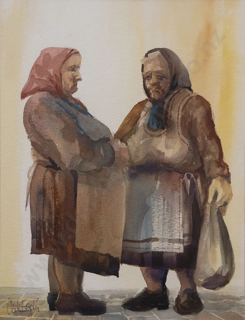 Clark Esplin (b 1941) - Gossip After Market Yugoslavia Image 1++