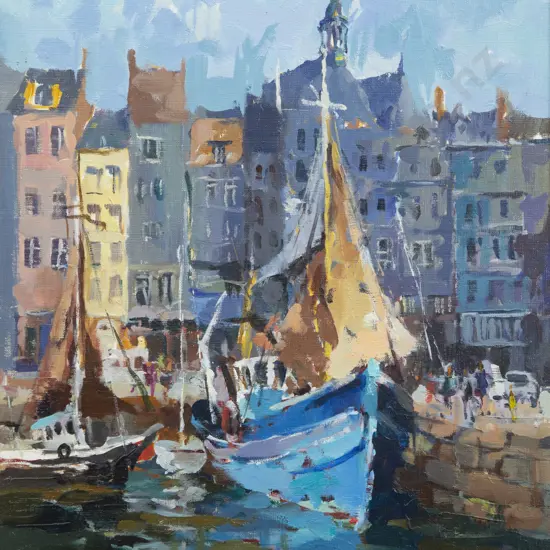 Gaston De Vel (1924 - 2010) - Inner Harbour Honfleur