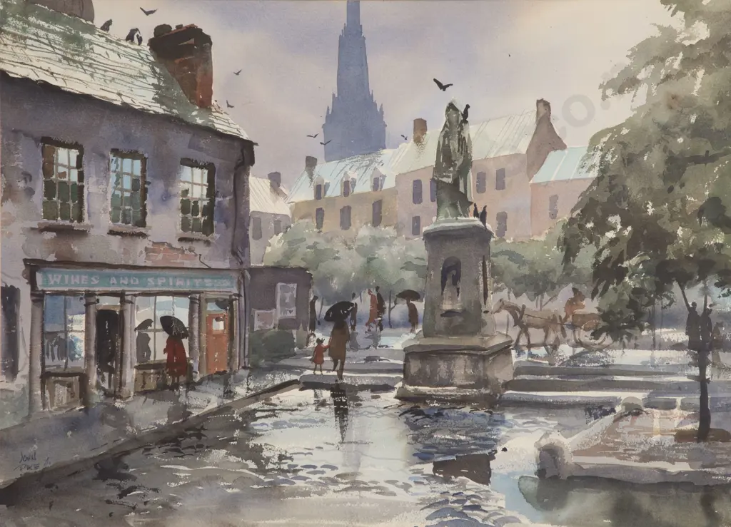 John Pike (American 1911 - 1979) - Town Square Image 1++