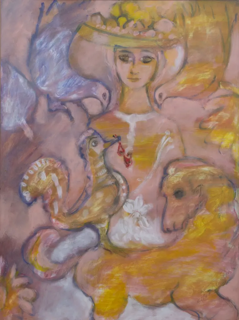 Ellinore Ginn (1915 - 1995) - The Gatherers With Wooden Bird Image 1++
